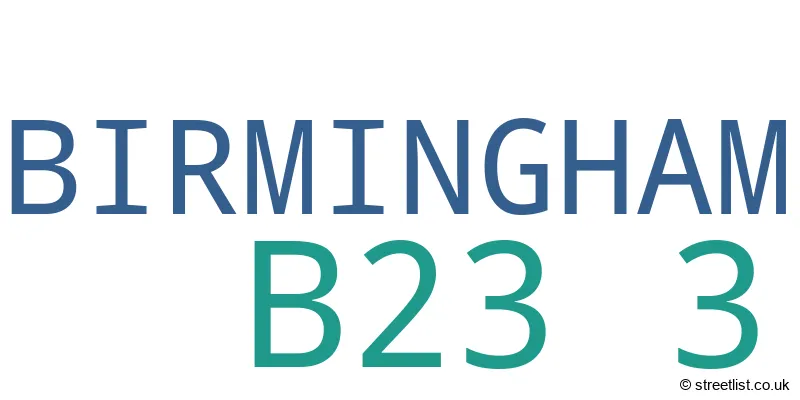 A word cloud for the B23 3 postcode